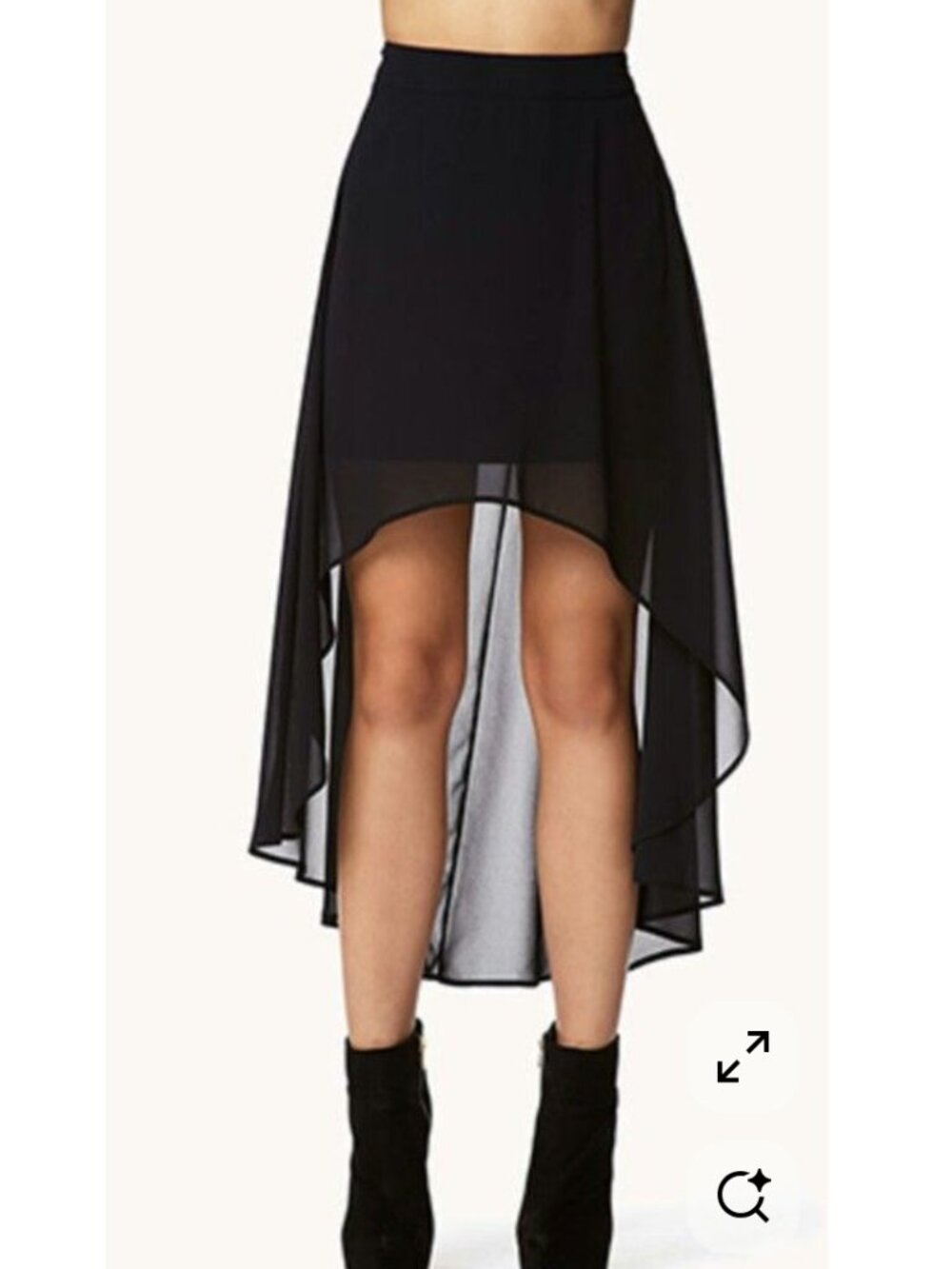 Forever 21 Black Chiffon High-Low Skirt